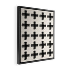 Hand Painted Swiss Cross Pattern - Black on Beige Framed Canvas Print Gallery Image 2