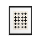 Hand Painted Swiss Cross Pattern - Black on Beige Framed Art Print Gallery Image 5