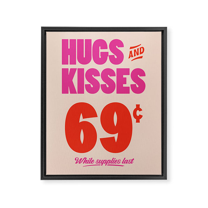 Hugs and Kisses - Pink and Orange Framed Canvas Print Gallery Image 1