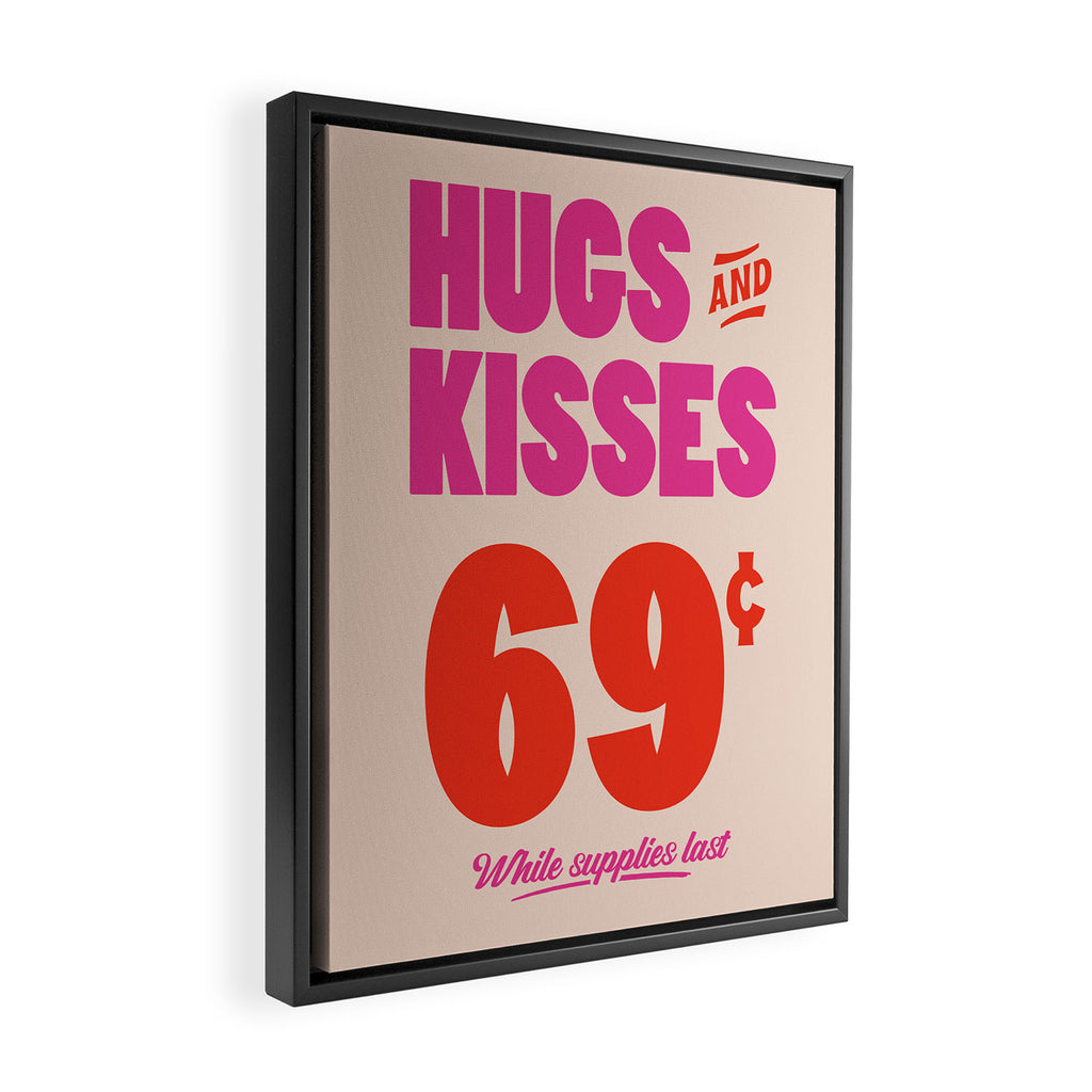 Hugs and Kisses - Pink and Orange Framed Canvas Print Gallery Image 2