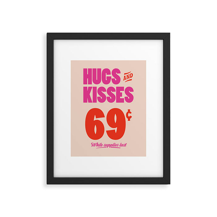 Hugs and Kisses - Pink and Orange Framed Art Print Gallery Image 1