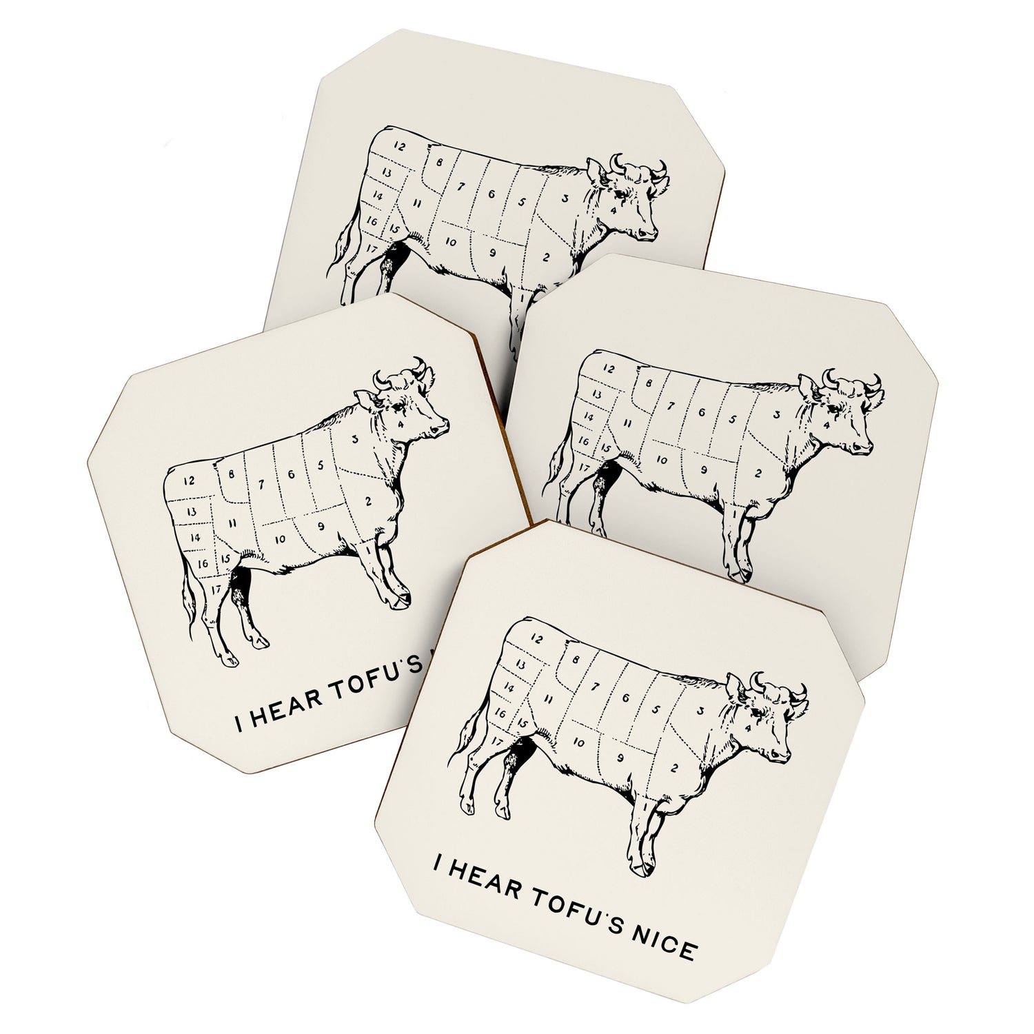 I Hear Tofu's Nice - Funny Vegan Kitchen Quotes Coaster Gallery Image 1