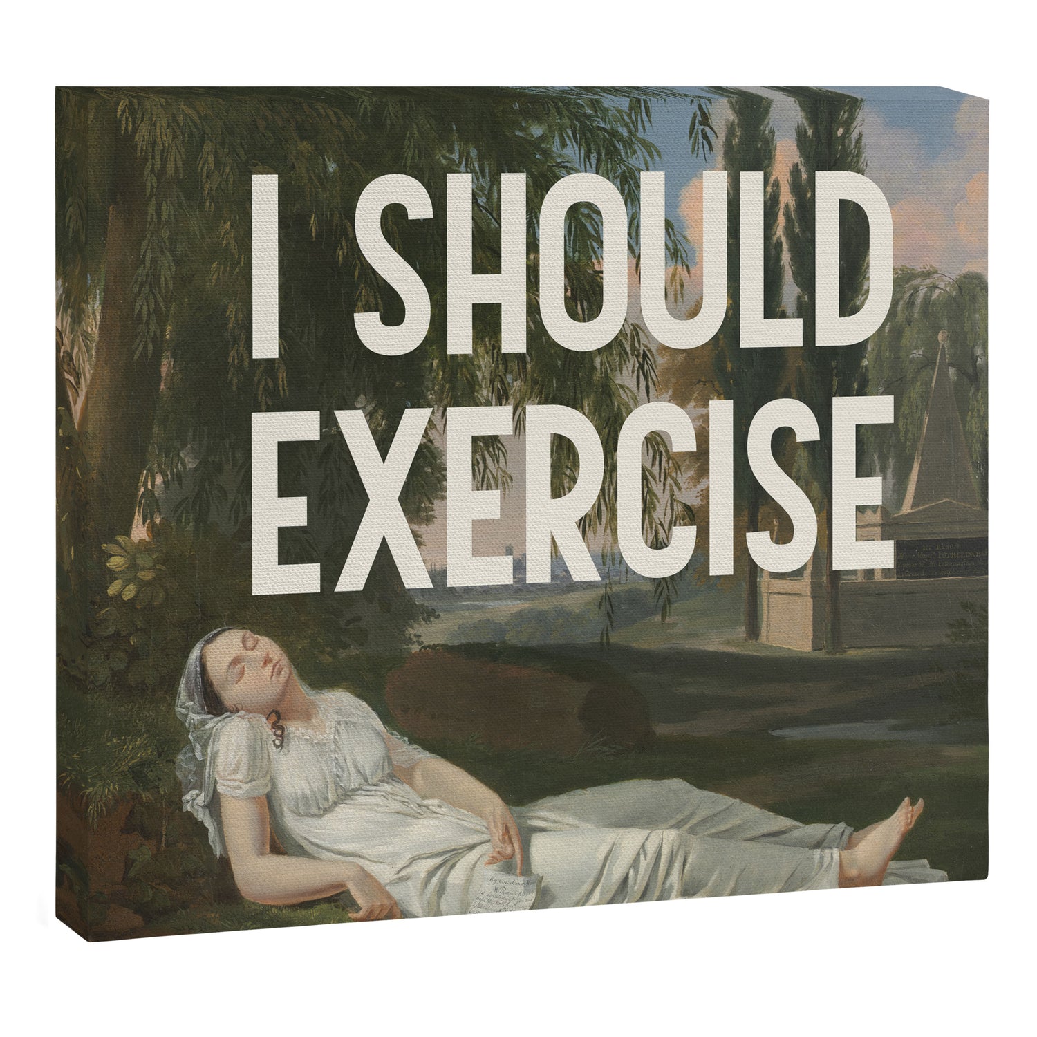 I Should Exercise - Funny Motivational Quote Canvas Print Gallery Image 3