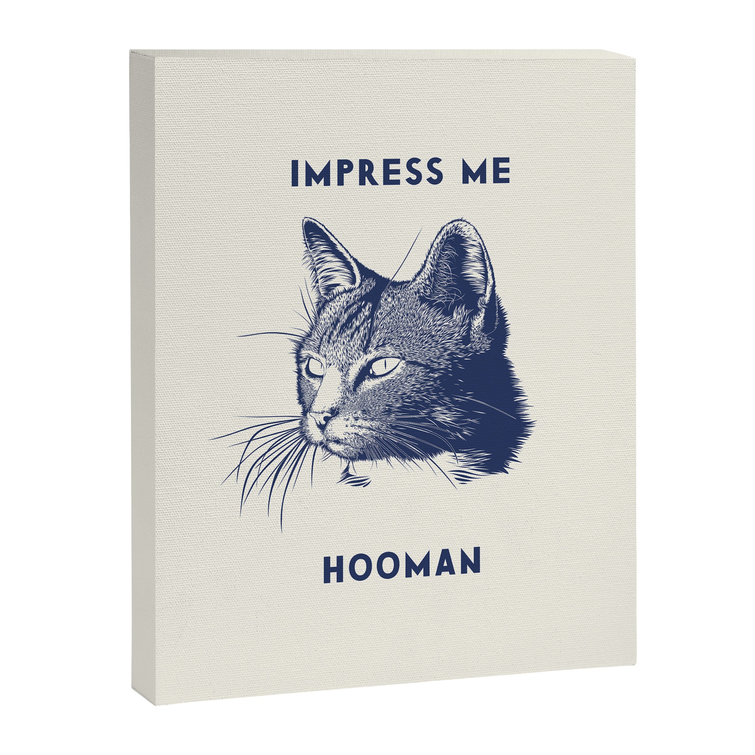 Impress Me Hooman - Vintage Cat Illustration, Funny Quote Canvas Print Gallery Image 6