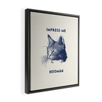 Impress Me Hooman - Vintage Cat Illustration, Funny Quote Framed Canvas Print Gallery Image 2