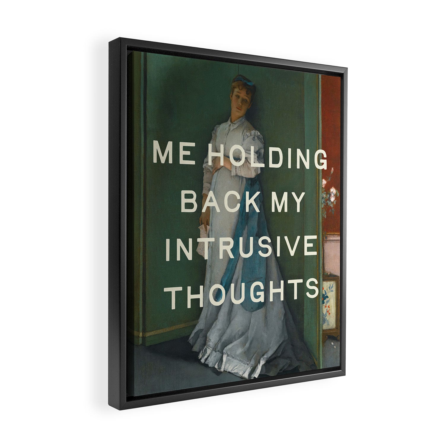 Intrusive Thoughts - Mental Health, Self Care Funny Quote Framed Canvas Print Gallery Image 2