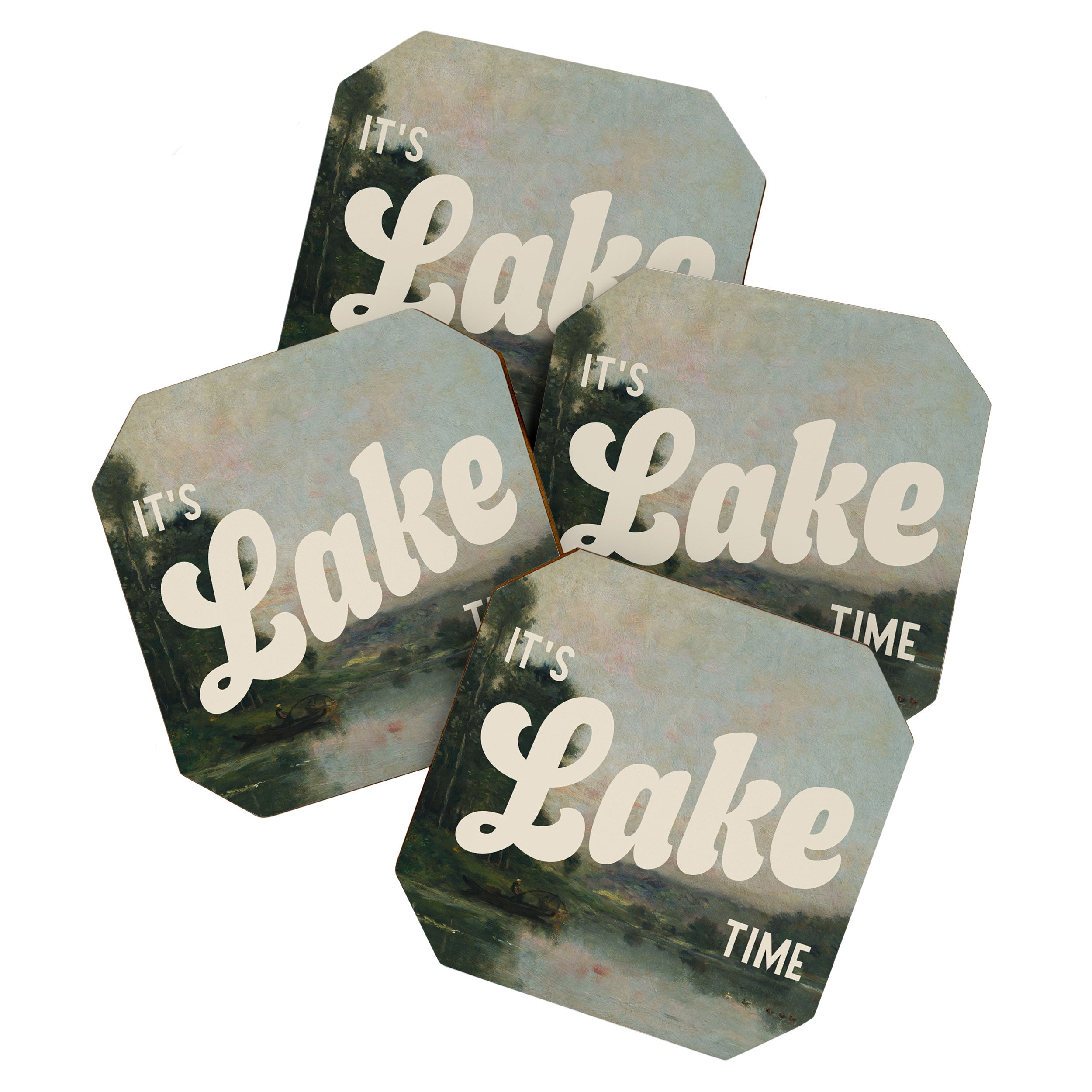 It's Lake Time - Retro Cottage Core Coaster Gallery Image 1