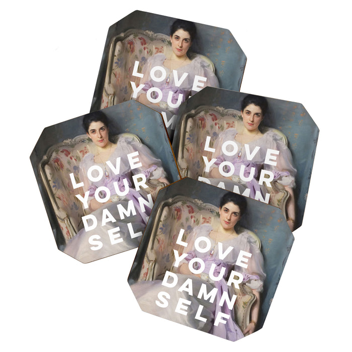 Love Your Damn Self - Funny Inspirational Quote Coaster Gallery Image 1
