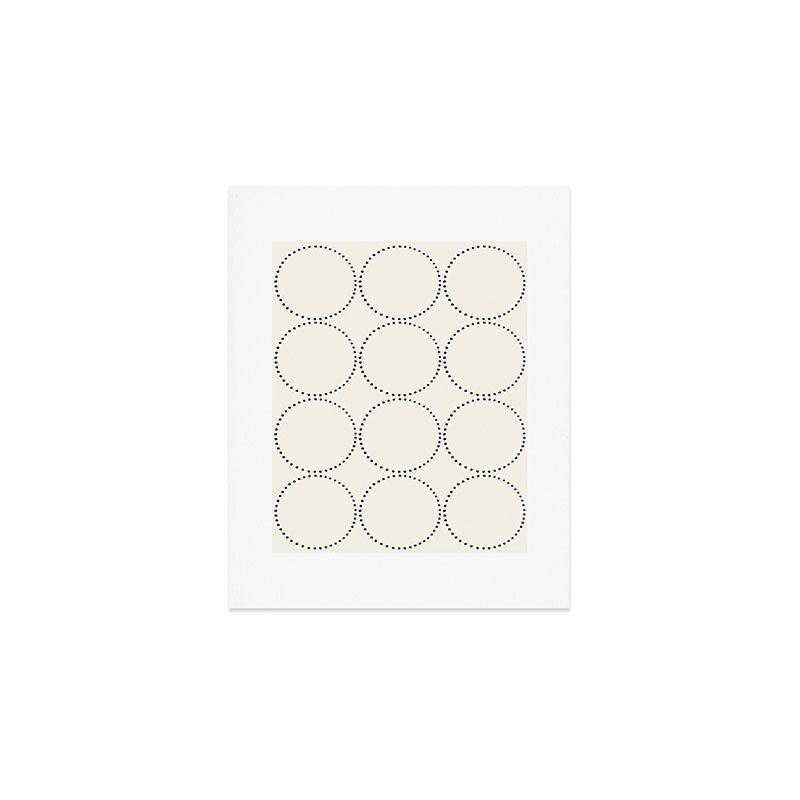Minimalist Dotted Circles in Black and White Art Print Gallery Image 1