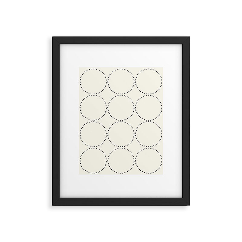 Minimalist Dotted Circles in Black and White Framed Art Print Gallery Image 5