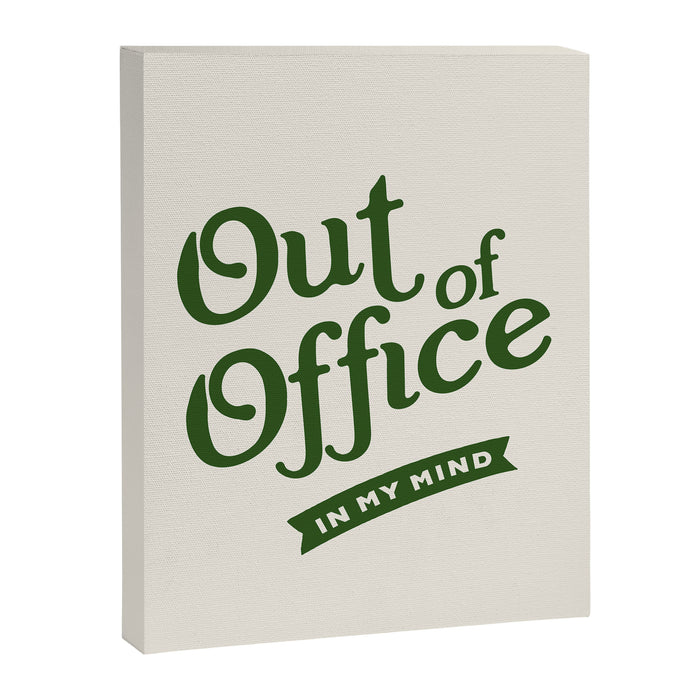 Out of Office - Retro Typography in Green Canvas Print Gallery Image 1