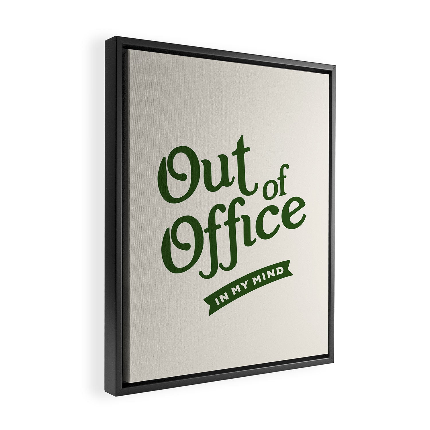 Out of Office - Retro Typography in Green Framed Canvas Print Gallery Image 2
