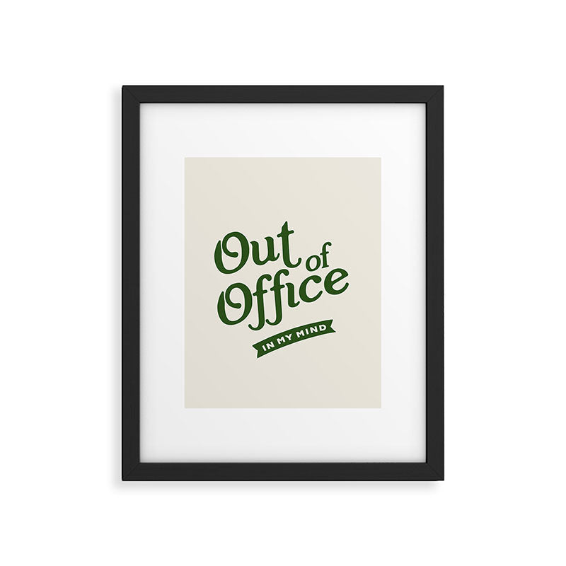 Out of Office - Retro Typography in Green Framed Art Print Gallery Image 5