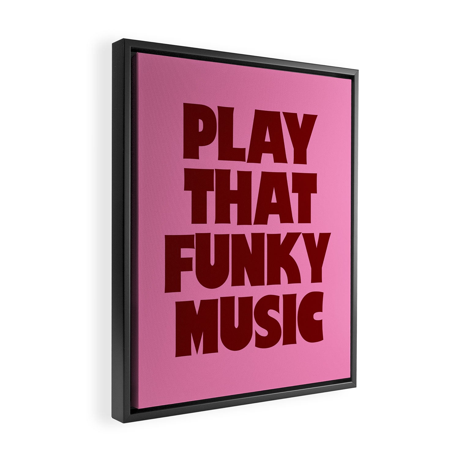 Play That Funky Music - Red and Pink Typography Framed Canvas Print Gallery Image 2