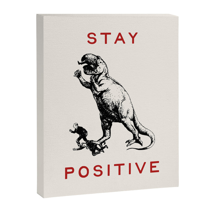 Stay Positive - Fun Dinosaur Canvas Print Gallery Image 1