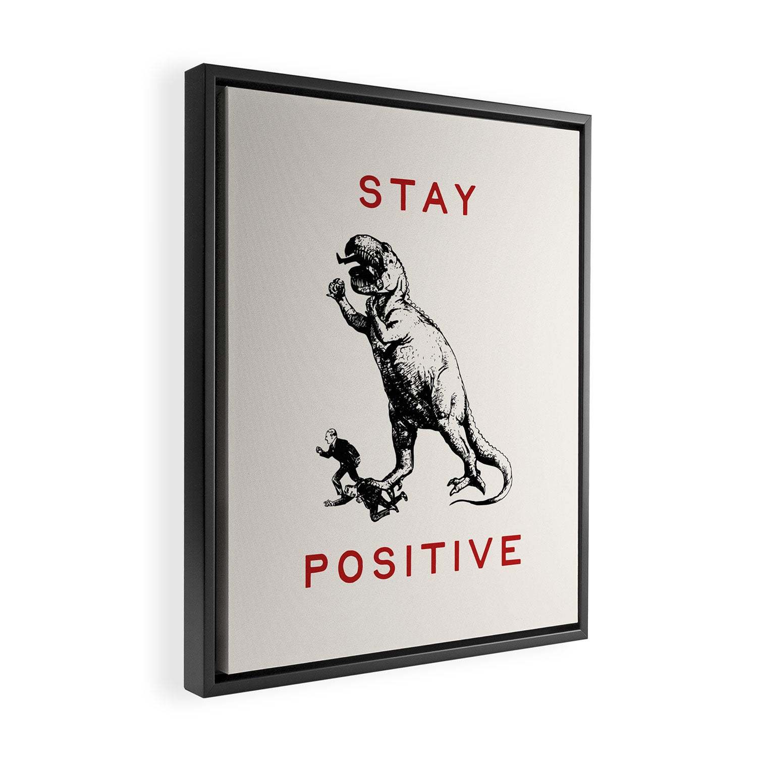 Stay Positive - Fun Dinosaur Framed Canvas Print Gallery Image 2