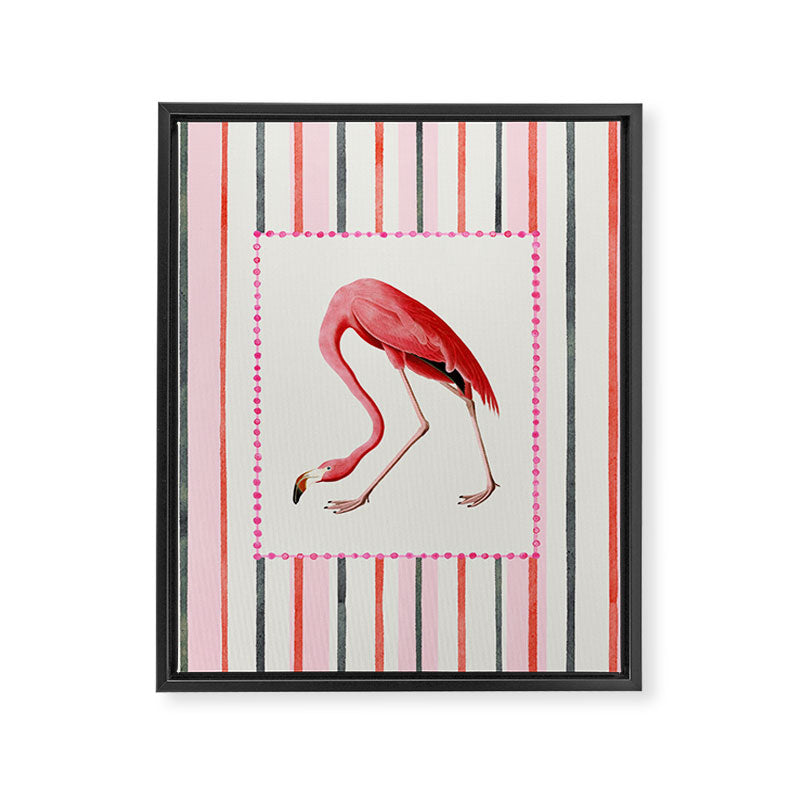Stripey Pink Flamingo Framed Canvas Print Gallery Image 6