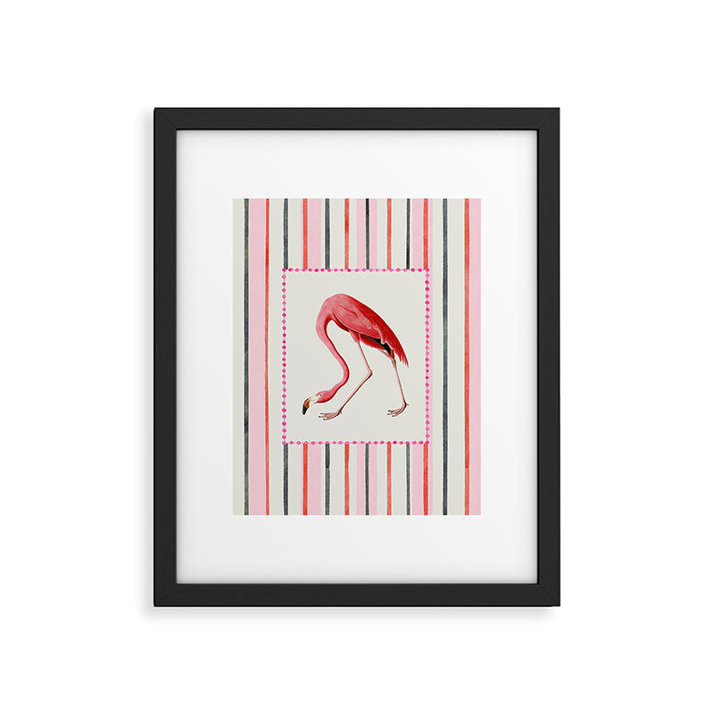 Stripey Pink Flamingo Framed Art Print Gallery Image 5