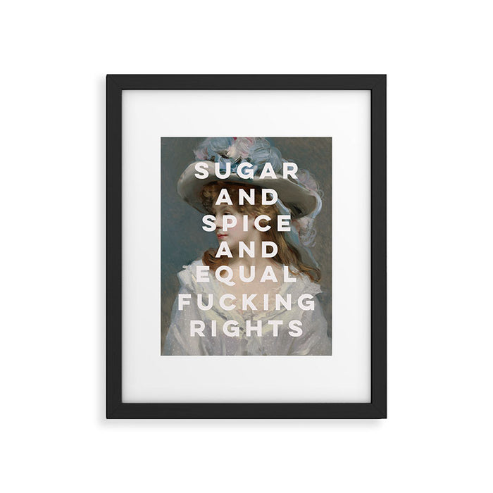 Sugar and Spice and Equal Fucking Rights - Feminist Framed Art Print Gallery Image 1