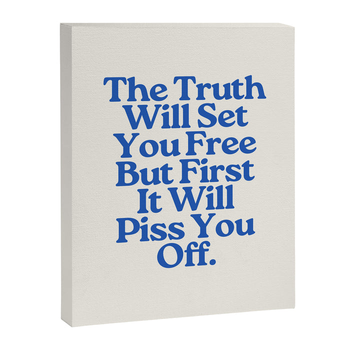 The Truth Will Set You Free - Beige and Blue Canvas Print Gallery Image 1