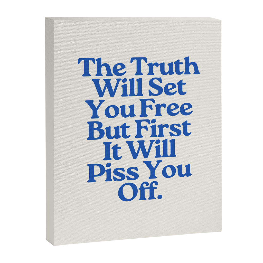 The Truth Will Set You Free - Beige and Blue Canvas Print Gallery Image 6