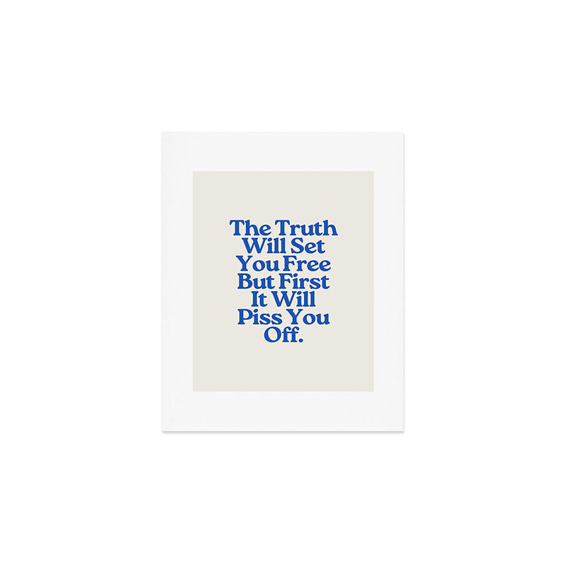 The Truth Will Set You Free - Beige and Blue Art Print Gallery Image 1