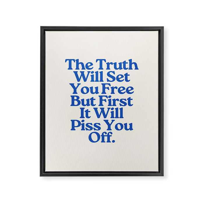 The Truth Will Set You Free - Beige and Blue Framed Canvas Print Gallery Image 1