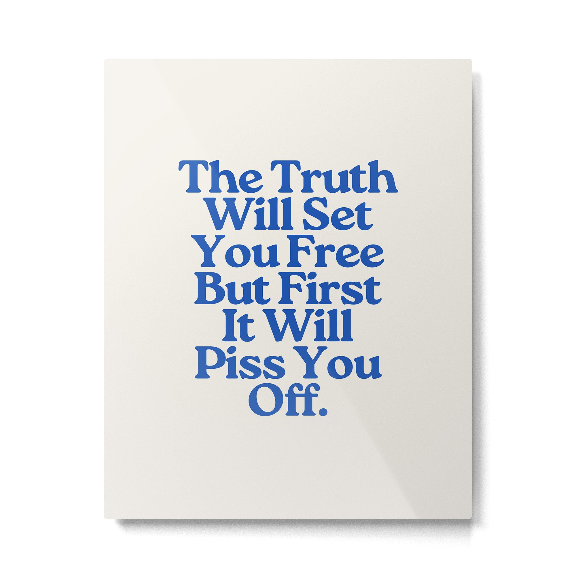 The Truth Will Set You Free - Beige and Blue Metal Print Gallery Image 4