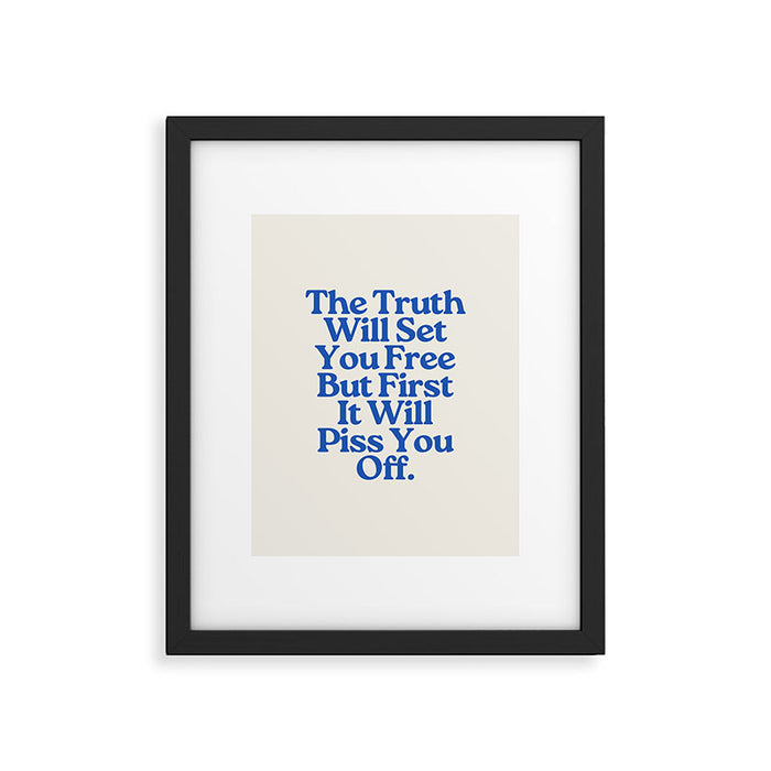 The Truth Will Set You Free - Beige and Blue Framed Art Print Gallery Image 1