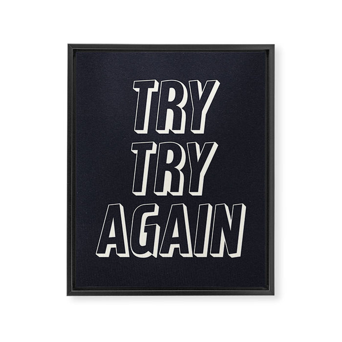 Try Try Again - Black and White Framed Canvas Print Gallery Image 1