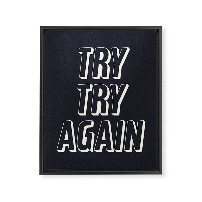 Try Try Again - Black and White Framed Canvas Print Gallery Image 6