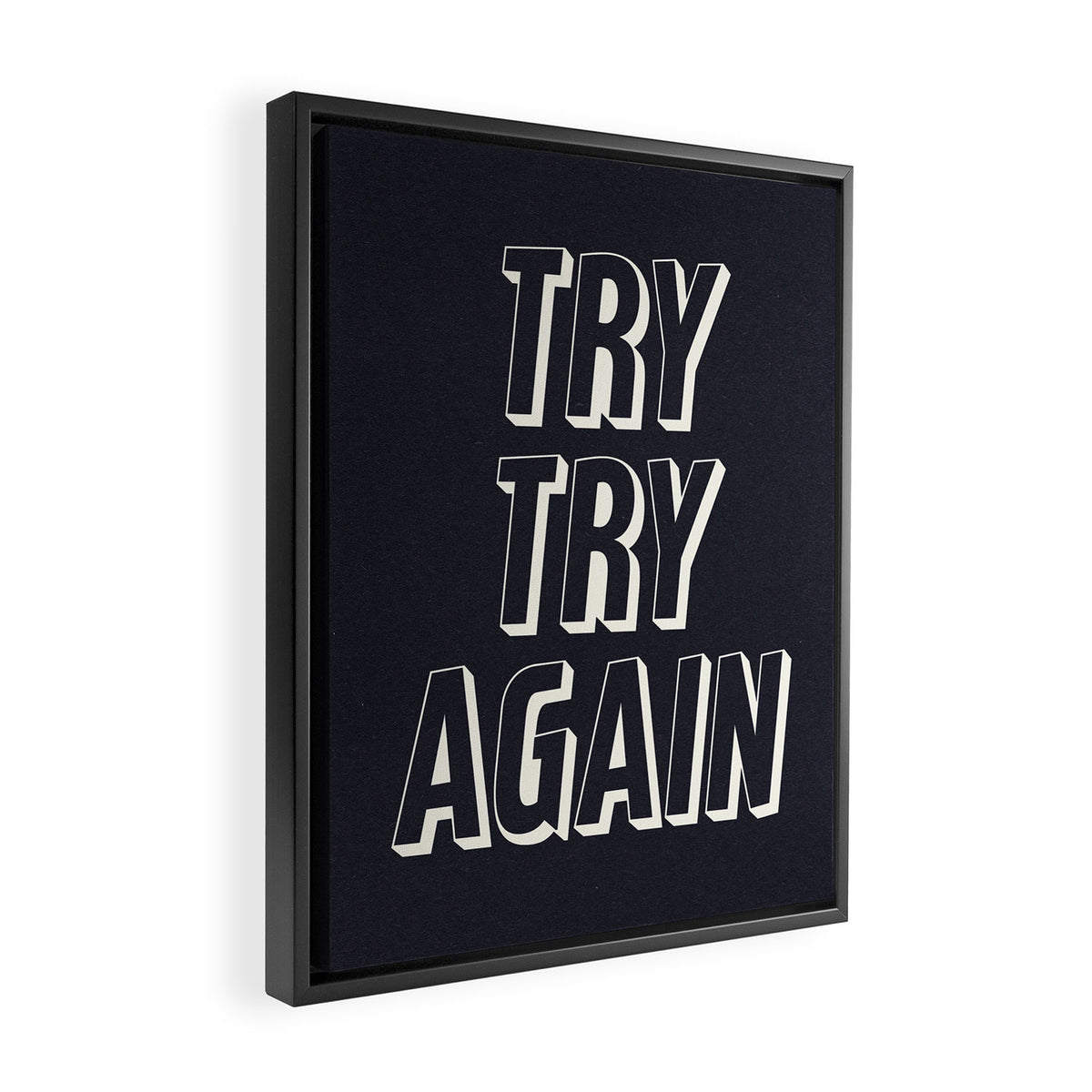 Try Try Again - Black and White Framed Canvas Print Gallery Image 2