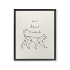 Un Deux Trois Cat / Minimalist Line Drawing Framed Canvas Print Gallery Image 6