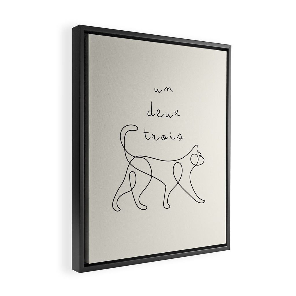 Un Deux Trois Cat / Minimalist Line Drawing Framed Canvas Print Gallery Image 2