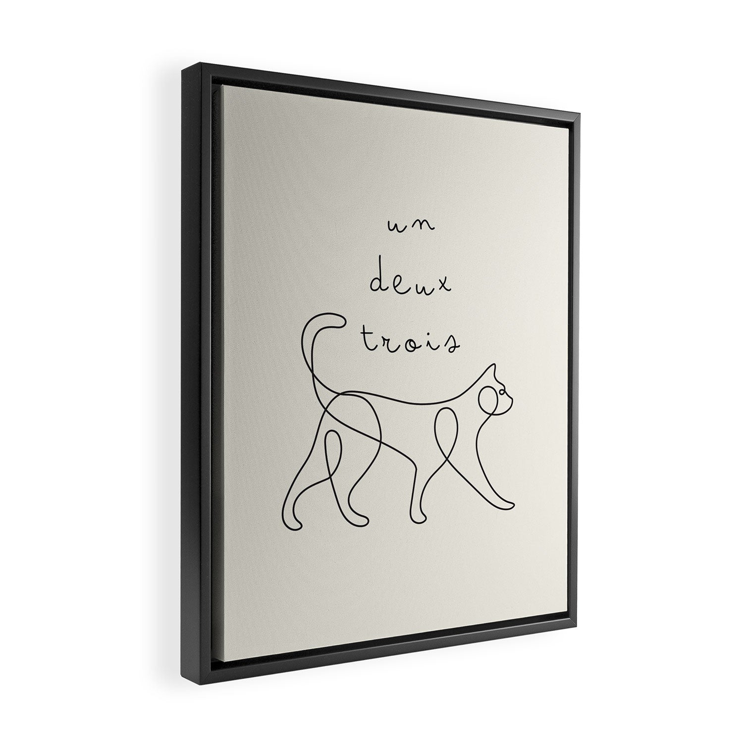 Un Deux Trois Cat / Minimalist Line Drawing Framed Canvas Print Gallery Image 2