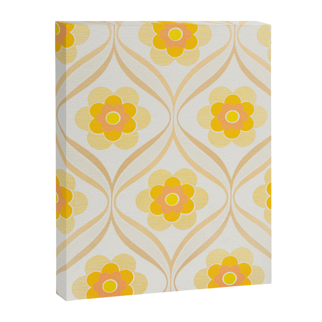 Vintage 70s Yellow Floral Pattern Canvas Print Gallery Image 6
