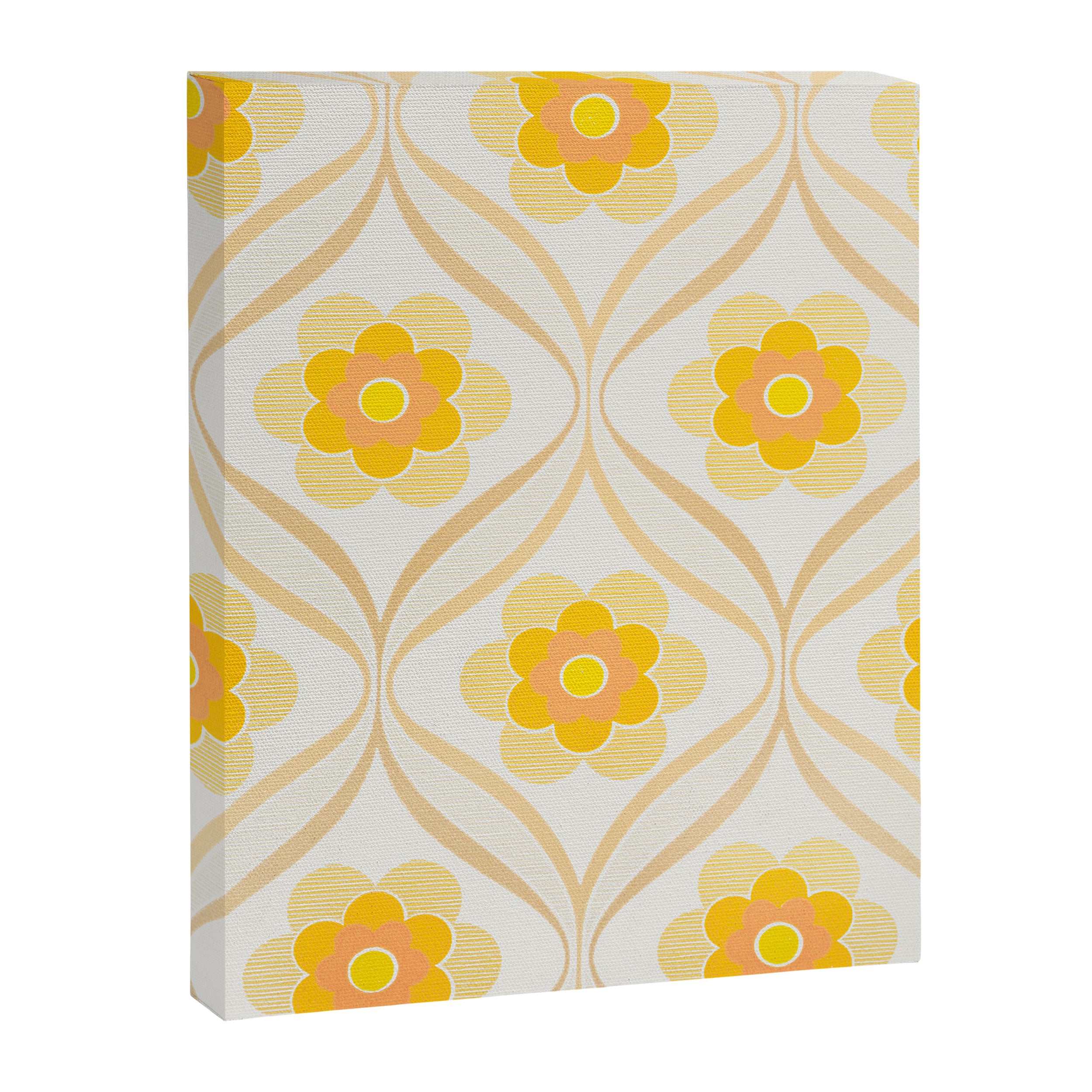 Vintage 70s Yellow Floral Pattern Canvas Print Gallery Image 6