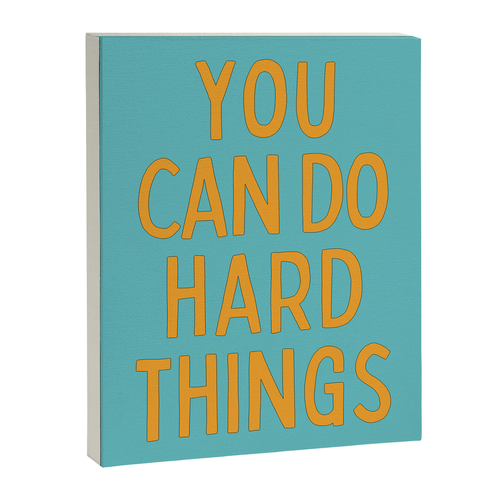 You Can Do Hard Things - Retro Typography in Blue and Orange Canvas Print Gallery Image 6