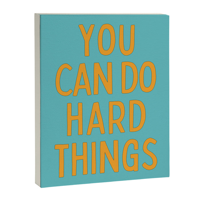 You Can Do Hard Things - Retro Typography in Blue and Orange Canvas Print Gallery Image 1
