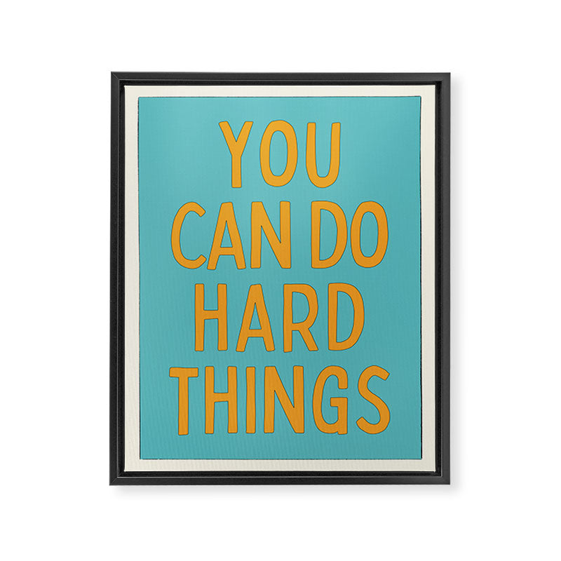 You Can Do Hard Things - Retro Typography in Blue and Orange Framed Canvas Print Gallery Image 6