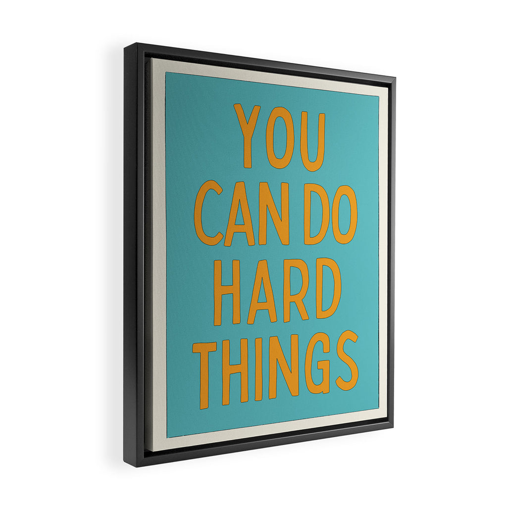 You Can Do Hard Things - Retro Typography in Blue and Orange Framed Canvas Print Gallery Image 2