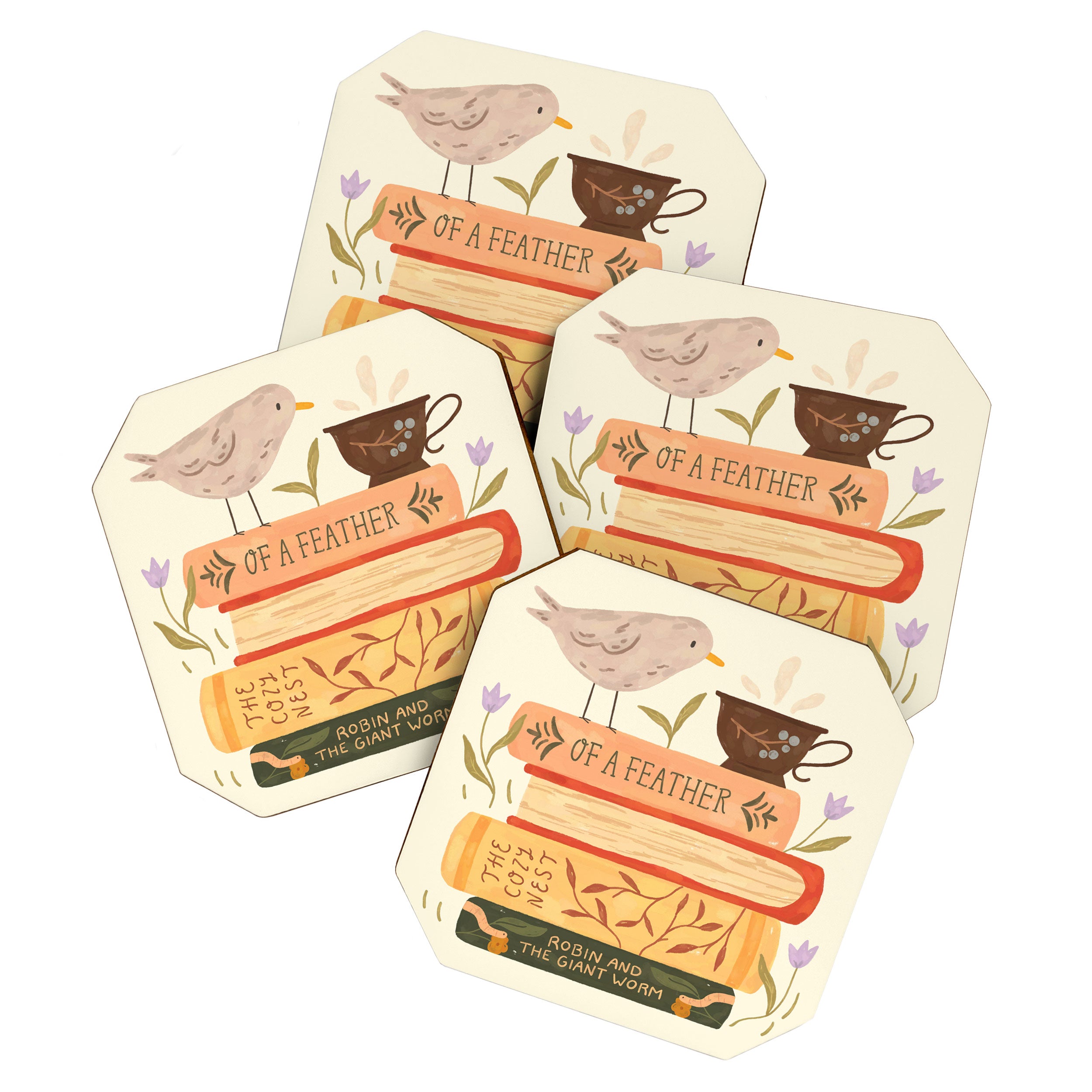 Bird's Book Stack Coaster Gallery Image 1