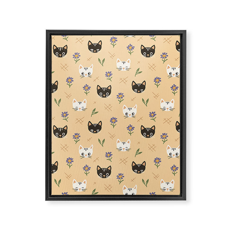 Cat Faces and Flowers Framed Canvas Print Gallery Image 8