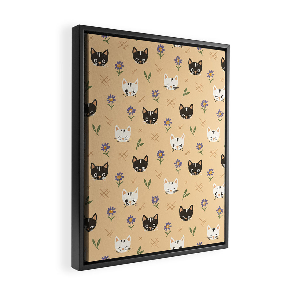 Cat Faces and Flowers Framed Canvas Print Gallery Image 2