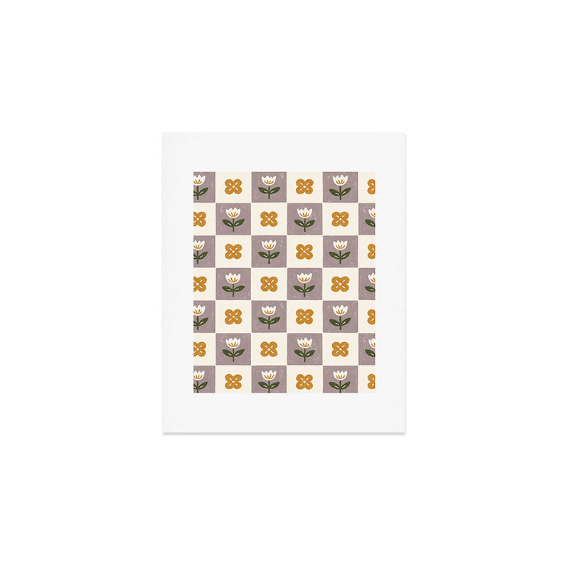 Checkerboard Flowers Art Print Gallery Image 1