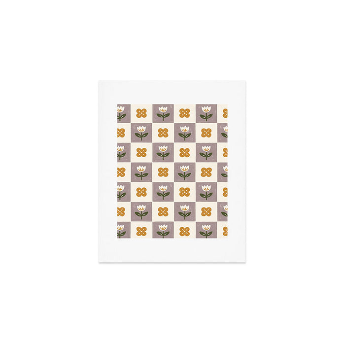 Checkerboard Flowers Art Print Gallery Image 1
