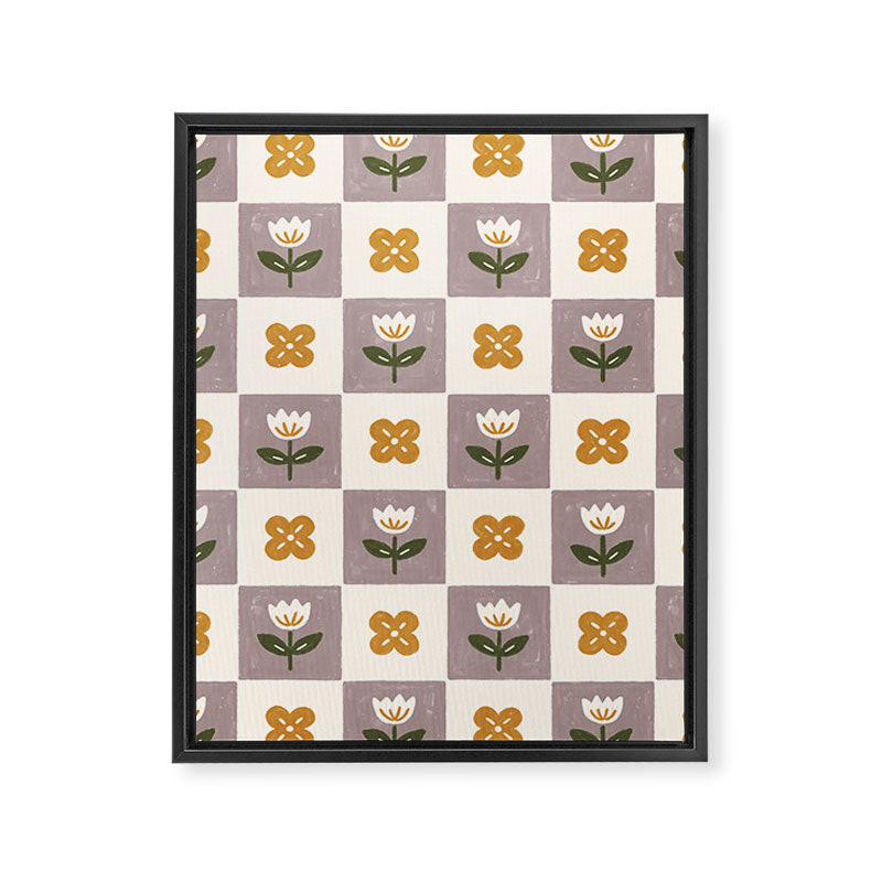 Checkerboard Flowers Framed Canvas Print Gallery Image 8