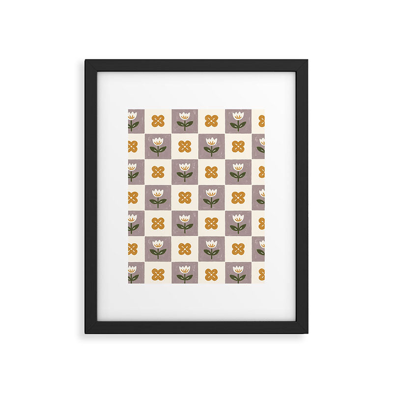 Checkerboard Flowers Framed Art Print Gallery Image 6