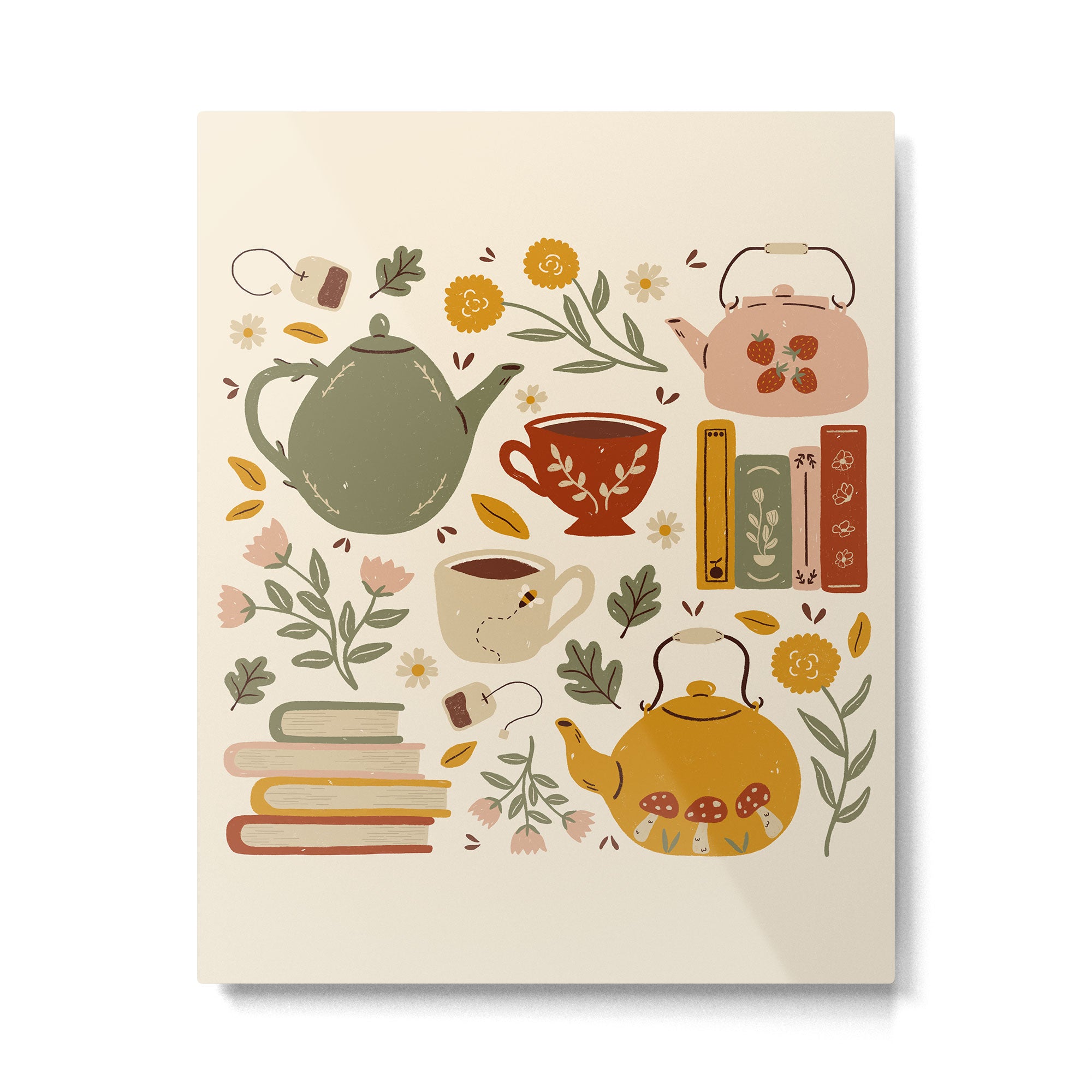 Flowery Books and Tea Metal Print Gallery Image 6