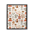 Gouache Books and Coffee Framed Canvas Print Gallery Image 8